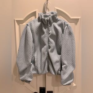 Prada vintage winter/ski coat light blue with leather cord trim. Great condition